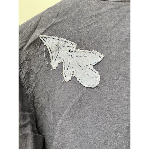 HEART of PALM Tropical Linen Resort Jacket Womens Sz 14 Artsy Blue Art to Wear - Picture 8 of 8